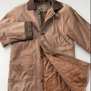 Vintage Brown Suede Western Ranch Jacket Distressed Blanket Lined Utility Coat